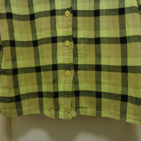 BRAT GIRL SUMMER COWGIRL MILL VALLEY CLOTHING COMP GREEN & BLACK PLAID SHIRT X… - Picture 5 of 5